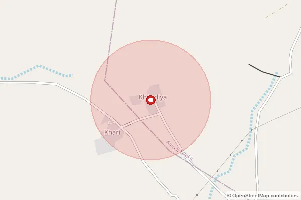 Map showing approximate area covered by Pincode 365456 — Khijadiakhara Bo, Amreli