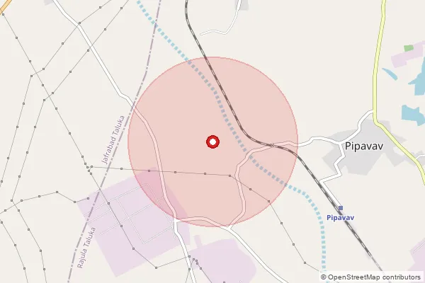 Map showing approximate area covered by Pincode 365541 — Kovaya Bo, Amreli