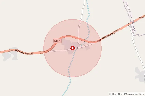 Map showing approximate area covered by Pincode 365555 — Kumbhariya Bo, Amreli