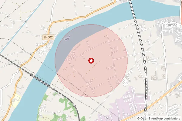 Map showing approximate area covered by Pincode 365730 — Bhada B.O, Amreli