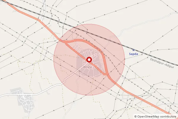 Map showing approximate area covered by Pincode 370105 — Kotda Reha Bo, Kachchh