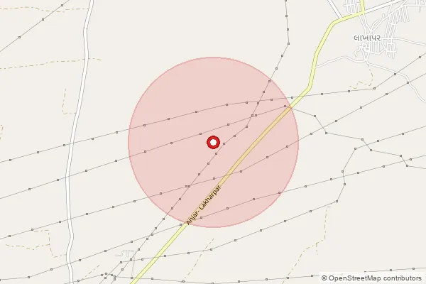 Map showing approximate area covered by Pincode 370110 — Khambhara Bo, Kachchh