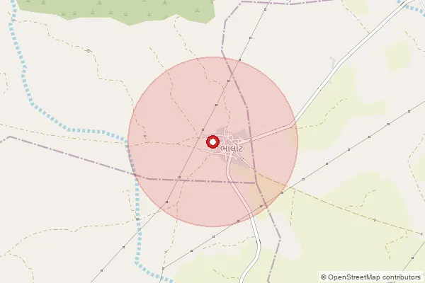 Map showing approximate area covered by Pincode 370130 — Chandia Bo, Kachchh