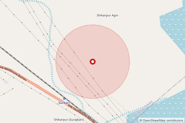 Map showing approximate area covered by Pincode 370150 — Amaliyara Bo, Kachchh