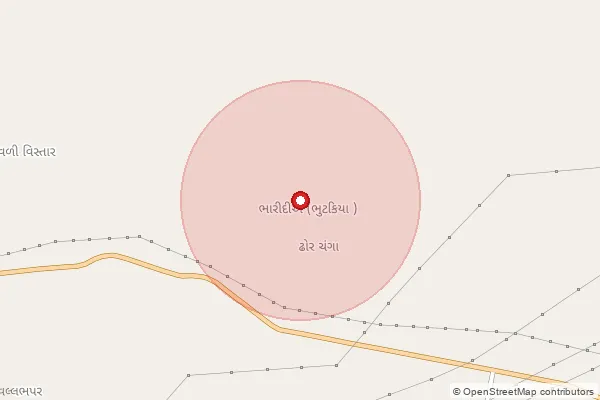 Map showing approximate area covered by Pincode 370155 — Hamirpar Bo, Kachchh