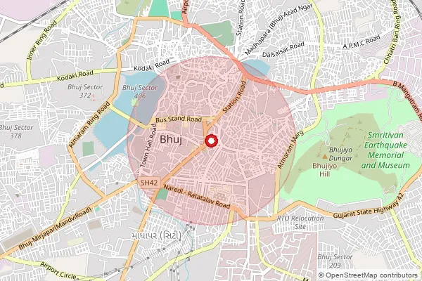 Map showing approximate area covered by Pincode 370160 — Padampar Bo, Kachchh