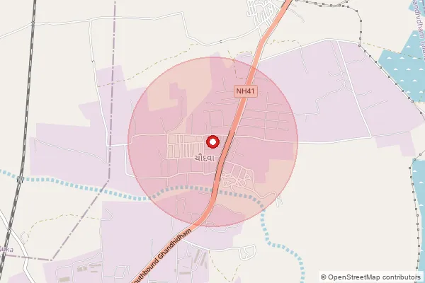 Map showing approximate area covered by Pincode 370201 — Bhimasar  Bo, Kachchh