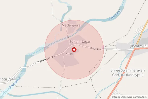 Map showing approximate area covered by Pincode 370460 — Talwana Bo, Kachchh