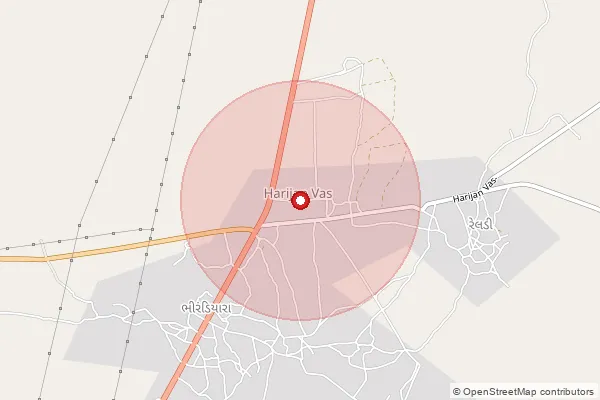 Map showing approximate area covered by Pincode 370510 — Bhirandiara Bo, Kachchh