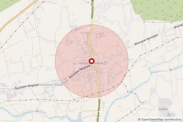 Map showing approximate area covered by Pincode 370615 — Naranpar R Bo, Kachchh