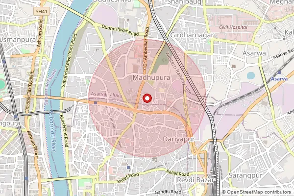 పిన్‌కోడ్ 380003 — Delivery Hub Ahmedabad, Ahmadabad ద్వారా కవర్ చేయబడిన సుమారు ప్రాంతాన్ని చూపే మ్యాప్
