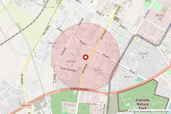 Map showing approximate area covered by Pincode 382006 — Gandhinagar Sector 3 So, Gandhinagar