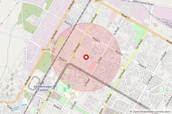 Map showing approximate area covered by Pincode 382016 — Gandhinagar Sector 16 So, Gandhinagar