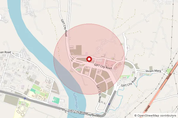 Map showing approximate area covered by Pincode 382050 — Gift City So, Gandhinagar