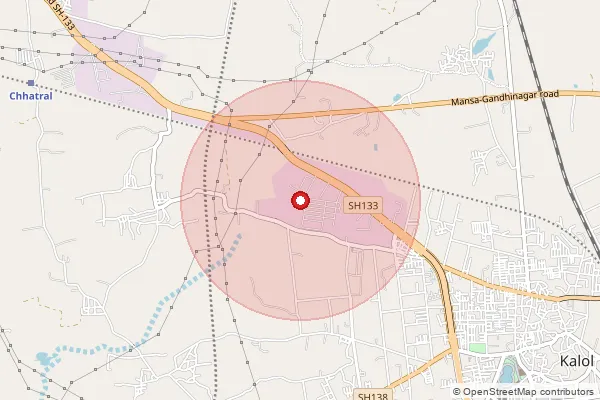 Map showing approximate area covered by Pincode 382122 — Dantali B.O, Gandhinagar