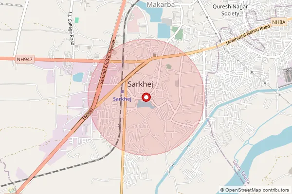 Map showing approximate area covered by Pincode 382210 — Bakrol Bo, Ahmadabad