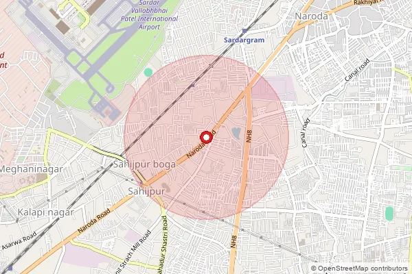 Map showing approximate area covered by Pincode 382345 — Krishnanagar So Ahmedabad, Ahmadabad