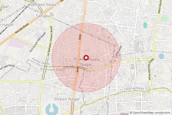 Map showing approximate area covered by Pincode 382350 — T B Nagar So, Ahmadabad