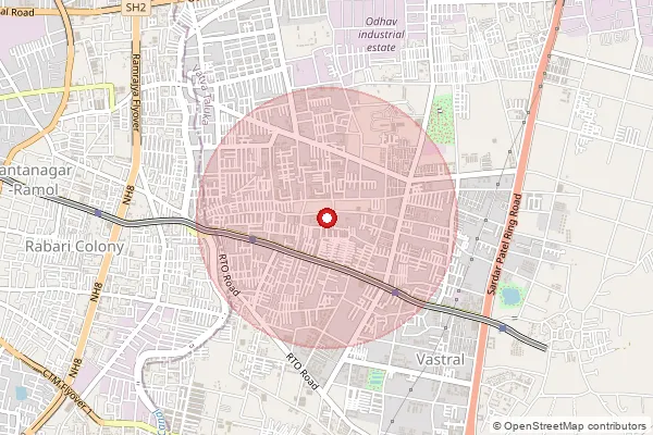 Map showing approximate area covered by Pincode 382418 — Vastral So, Ahmadabad