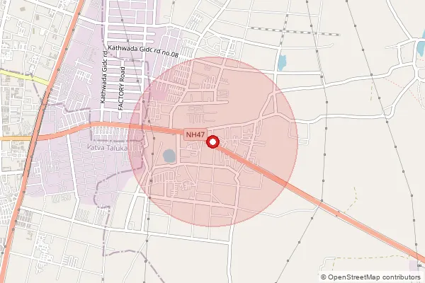 Map showing approximate area covered by Pincode 382430 — Kubadthal Bo, Ahmadabad