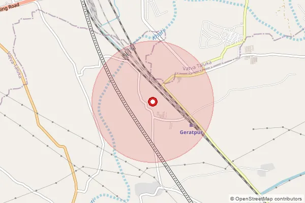 Map showing approximate area covered by Pincode 382435 — Geratpur Bo, Ahmadabad