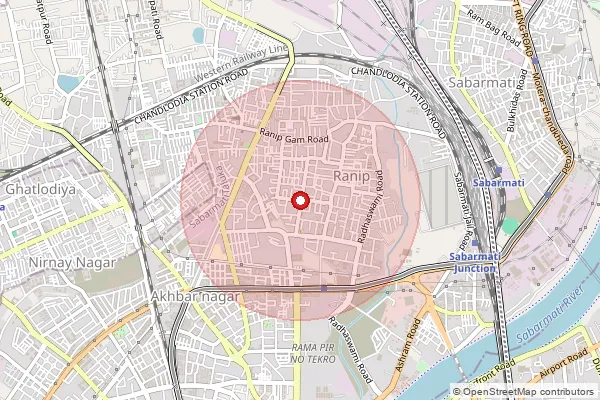 Map showing approximate area covered by Pincode 382480 — Ranip So, Ahmadabad