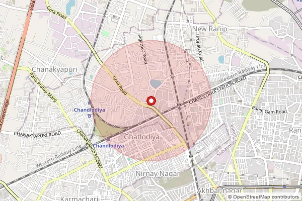 Map showing approximate area covered by Pincode 382481 — Chandlodiya So, Ahmadabad