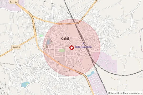 Map showing approximate area covered by Pincode 382721 — Kalol Ho, Gandhinagar