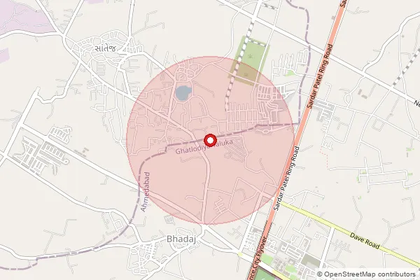 Map showing approximate area covered by Pincode 382722 — Bhadaj B.O, Ahmadabad