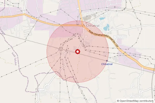 Map showing approximate area covered by Pincode 382729 — Chhatral So, Gandhinagar