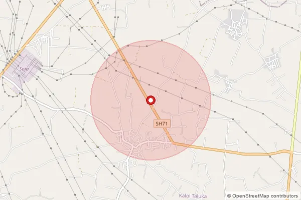 Map showing approximate area covered by Pincode 382735 — Amja Bo, Gandhinagar