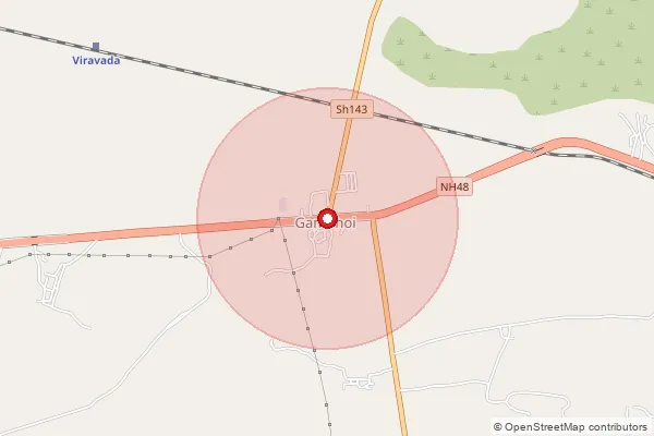 Map showing approximate area covered by Pincode 383030 — Sadha Bo, Sabar Kantha