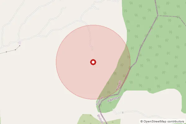 Map showing approximate area covered by Pincode 383246 — Bhanmer Bo, Arvalli