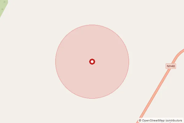 Map showing approximate area covered by Pincode 383250 — Vandhiyol Bo, Arvalli