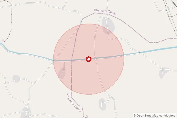 Map showing approximate area covered by Pincode 383260 — Vatrakgadh Bo, Arvalli
