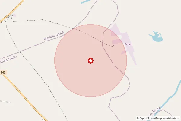 Map showing approximate area covered by Pincode 383310 — Naranpura Kampa Bo, Arvalli