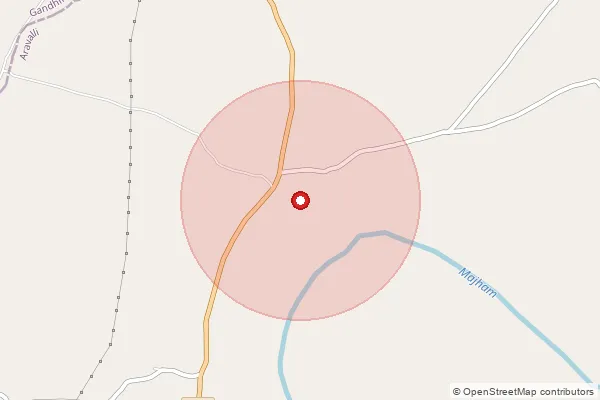 Map showing approximate area covered by Pincode 383325 — Alwa Bo, Arvalli