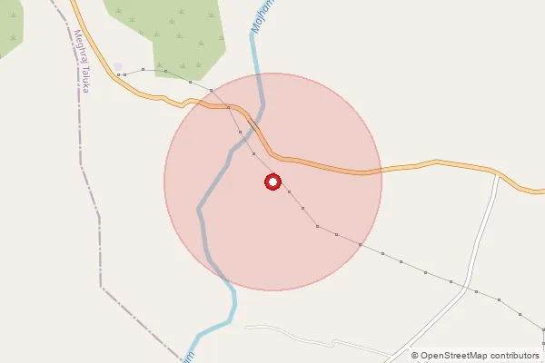 Map showing approximate area covered by Pincode 383350 — Bhemapur Bo, Arvalli