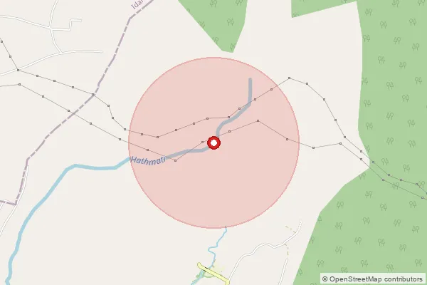 Map showing approximate area covered by Pincode 383450 — Nankhi Bo, Arvalli