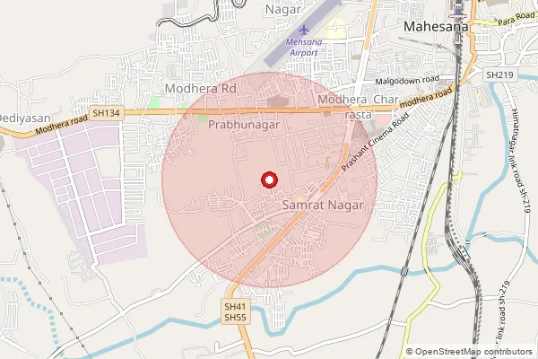 Map showing approximate area covered by Pincode 384012 — Ganpat Vidyanagar So, Mahesana