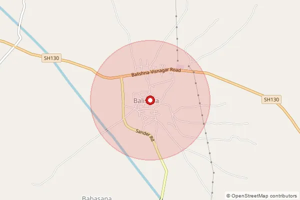 Map showing approximate area covered by Pincode 384110 — Der Bo, Patan