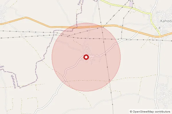 Map showing approximate area covered by Pincode 384140 — Kamli So, Mahesana