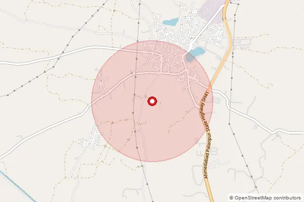 Map showing approximate area covered by Pincode 384160 — Unava So, Mahesana