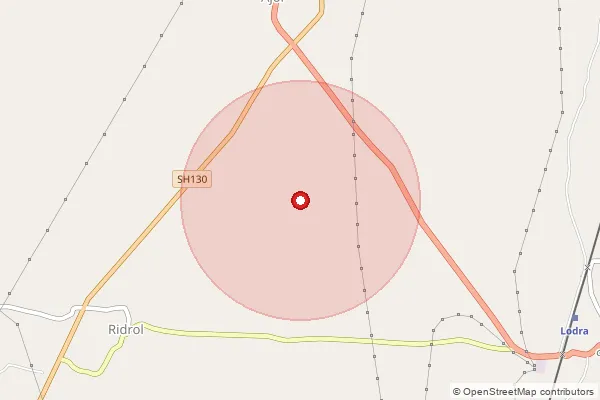 Map showing approximate area covered by Pincode 384246 — Dantisana Bo, Patan