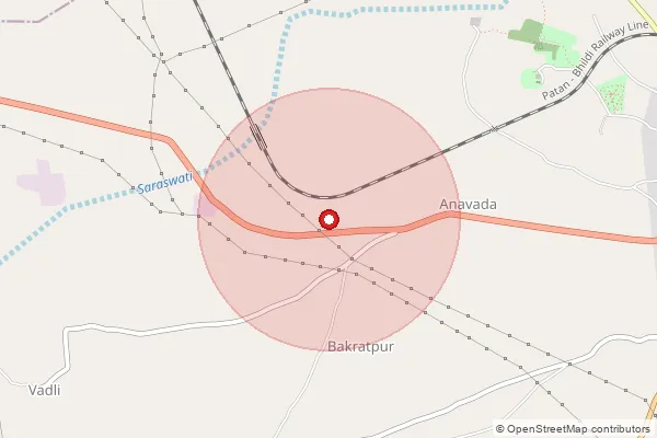 Map showing approximate area covered by Pincode 384266 — Kunwara Bo, Patan