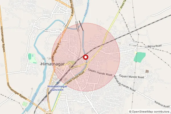 Map showing approximate area covered by Pincode 384285 — Bhilvan Bo, Patan