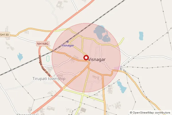 Map showing approximate area covered by Pincode 384315 — Gunja Bo, Mahesana