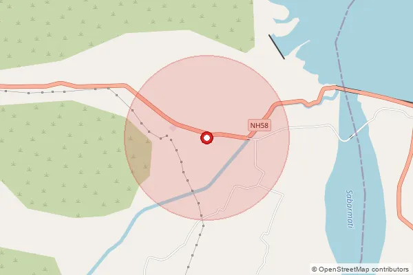 Map showing approximate area covered by Pincode 384360 — Dharoi Dsc So, Mahesana