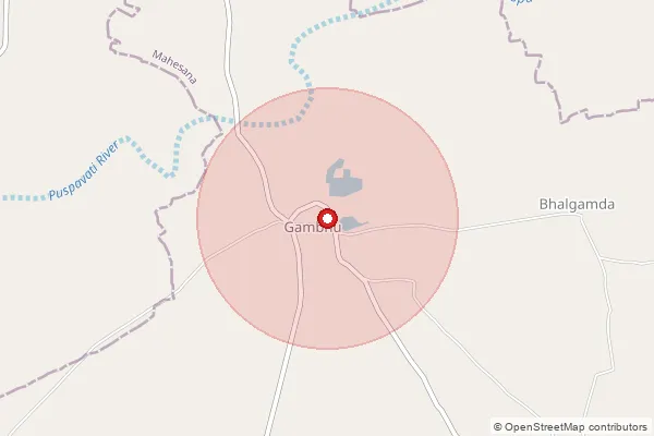Map showing approximate area covered by Pincode 384412 — Motap Bo, Mahesana
