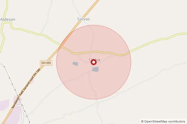 Map showing approximate area covered by Pincode 384440 — Balasar Bo, Mahesana